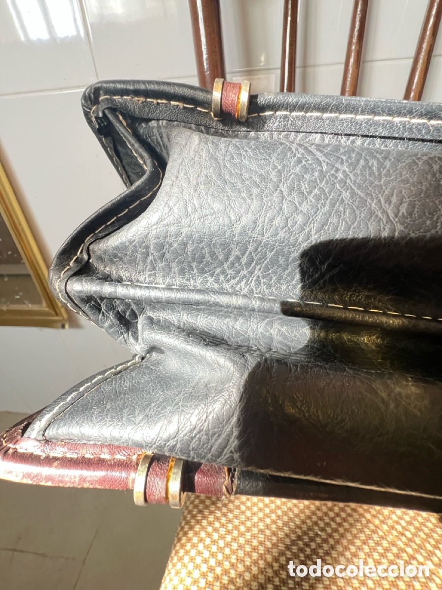 Vintage: Malet&iacute;n de cuero y ante. - Foto 4