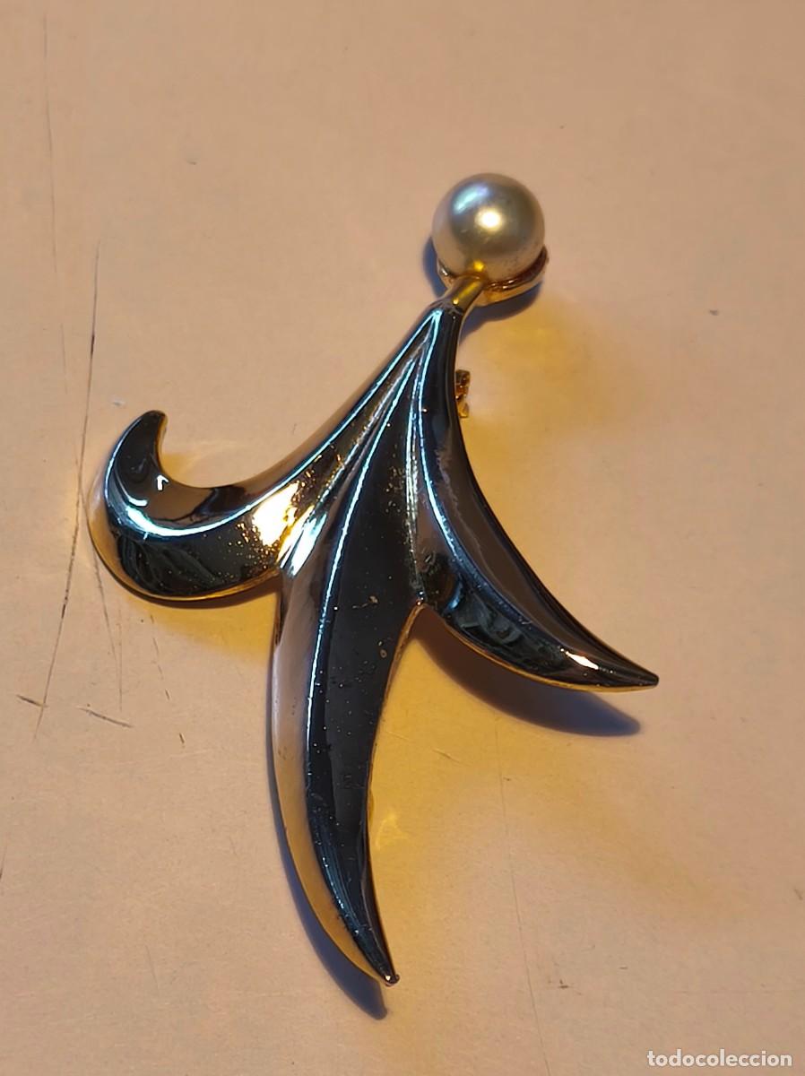 Vintage: BROCHE PLATEADO VINTAGE CON PERLA - Foto 1