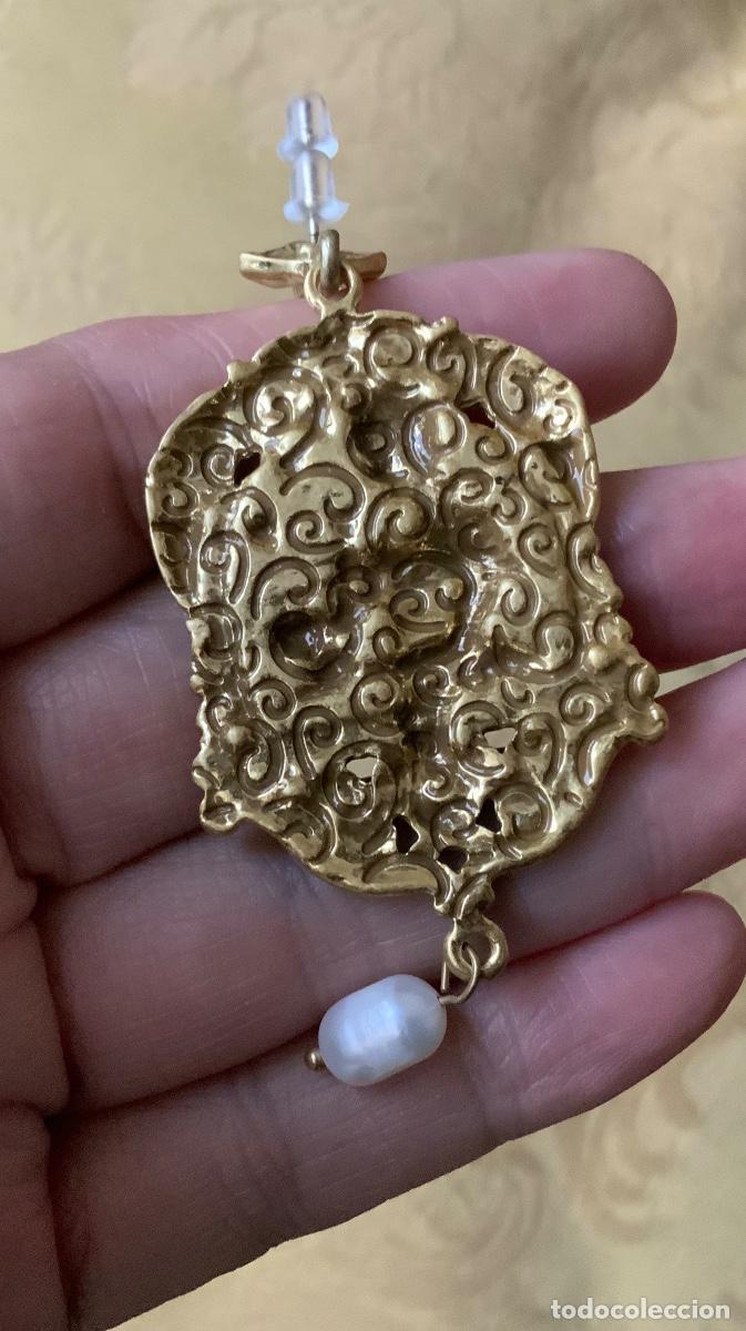 Vintage: PENDIENTES BRONCE CON PERLA NATURAL - Foto 8