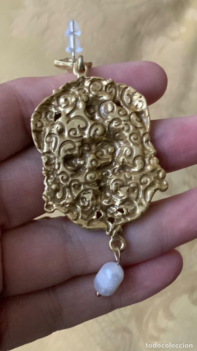 Vintage: PENDIENTES BRONCE CON PERLA NATURAL - Foto 11