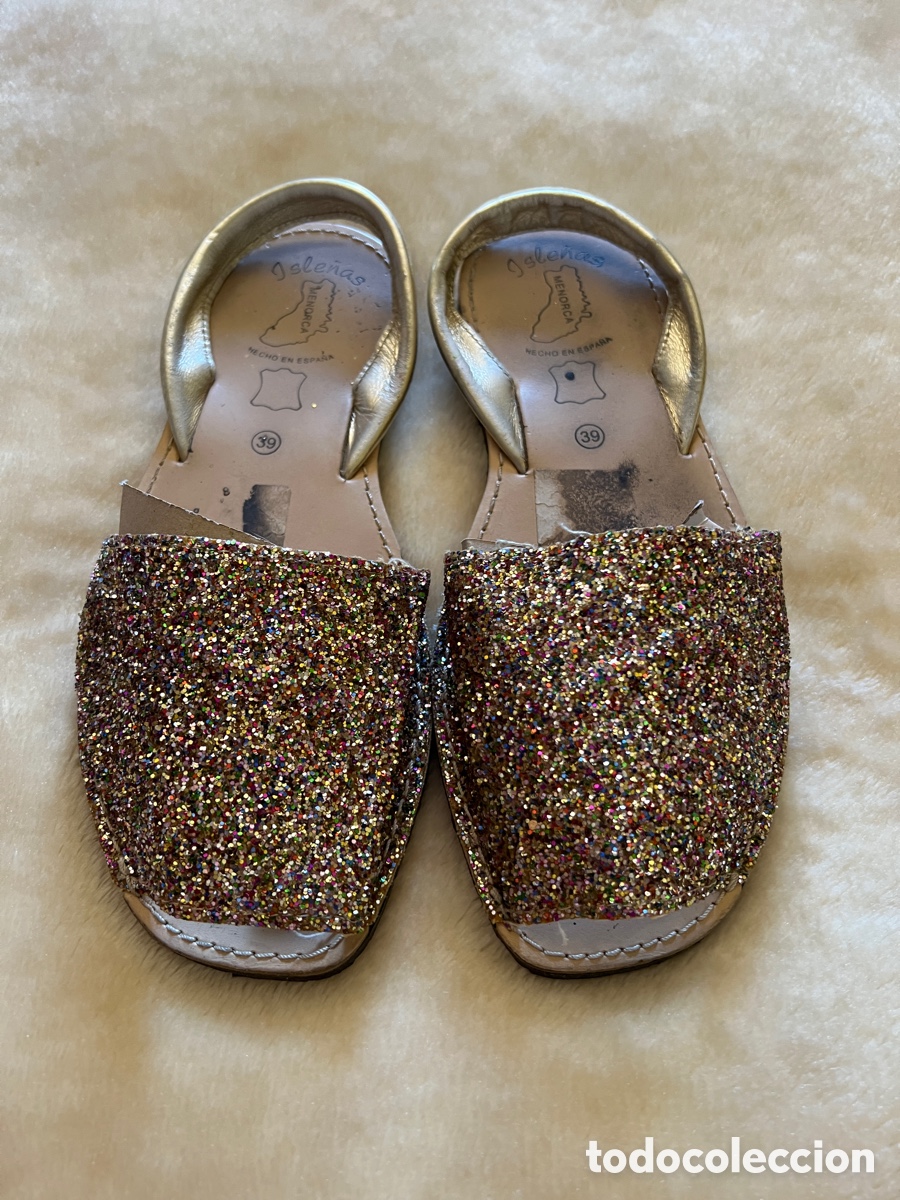 Vintage: Menorquinas isle&ntilde;as glitter multicolor T/39 - Foto 1
