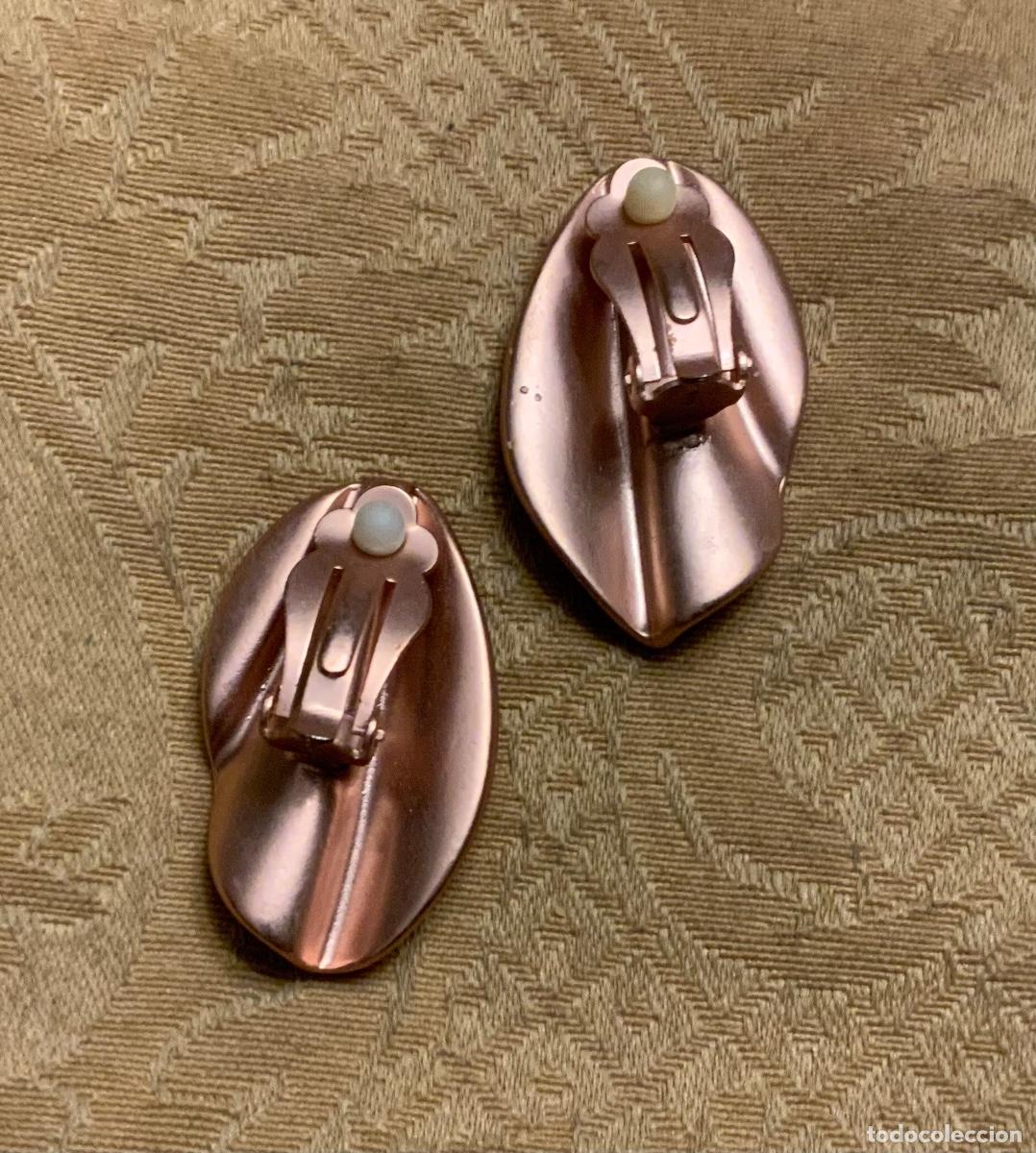 Vintage: PENDIENTES METAL DORADO ROSA - Foto 4
