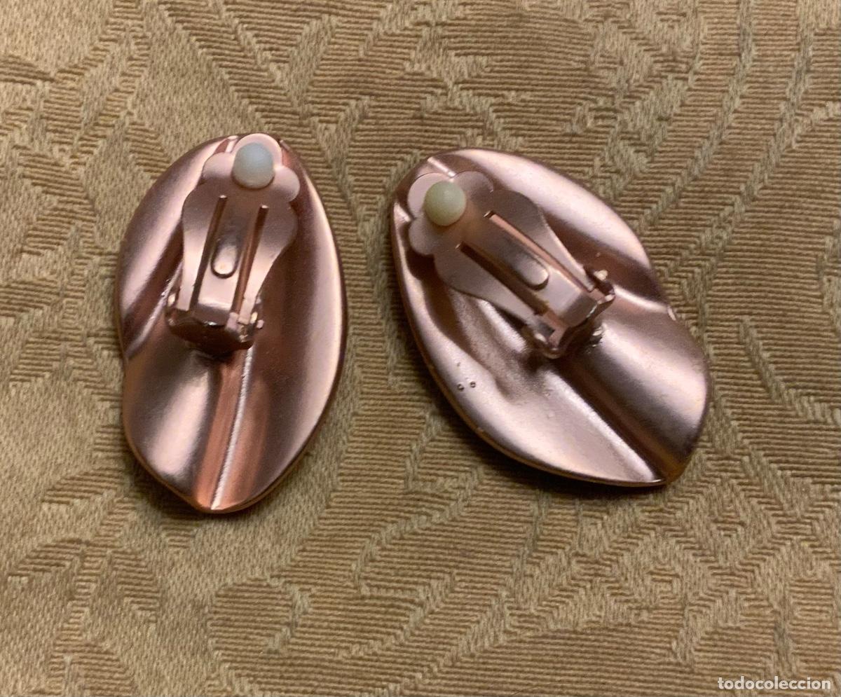 Vintage: PENDIENTES METAL DORADO ROSA - Foto 5