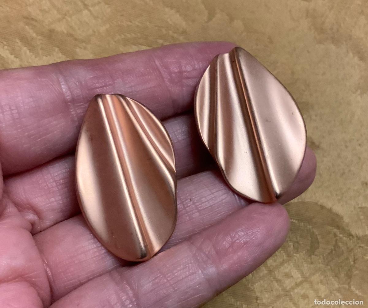 Vintage: PENDIENTES METAL DORADO ROSA - Foto 10