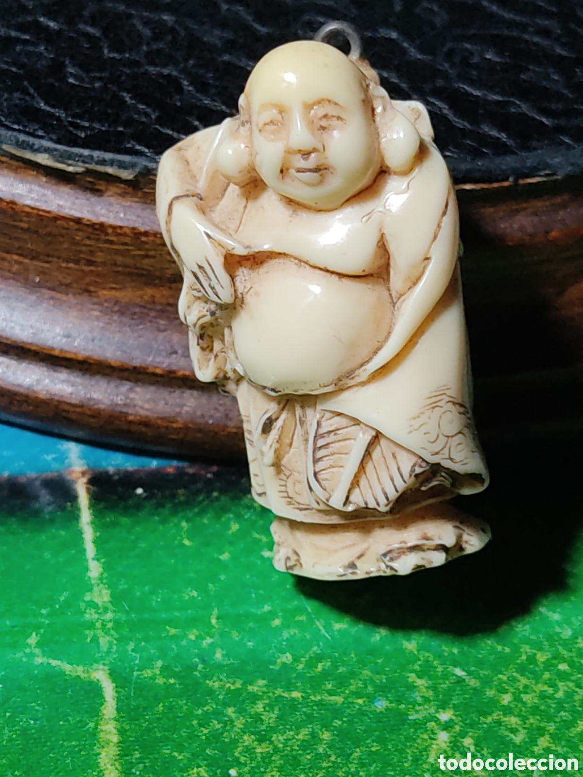 Vintage: Antiguo colgante netsuke sabio oriental. - Foto 4
