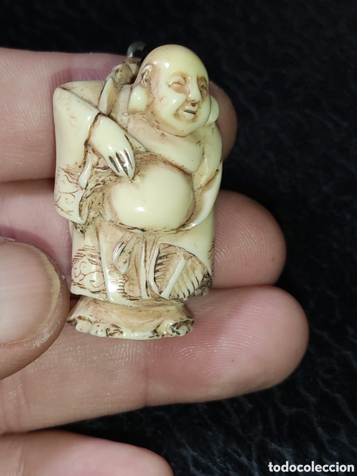 Vintage: Antiguo colgante netsuke sabio oriental. - Foto 6