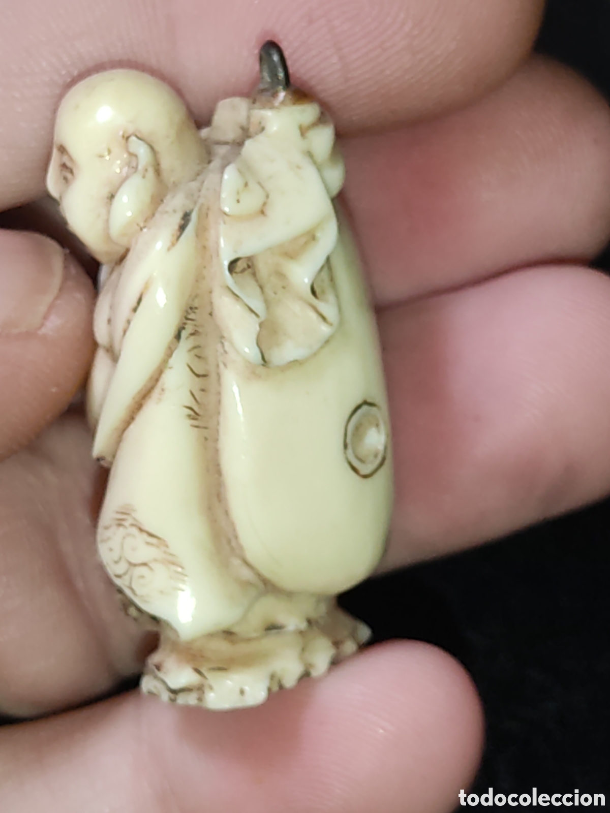 Vintage: Antiguo colgante netsuke sabio oriental. - Foto 7