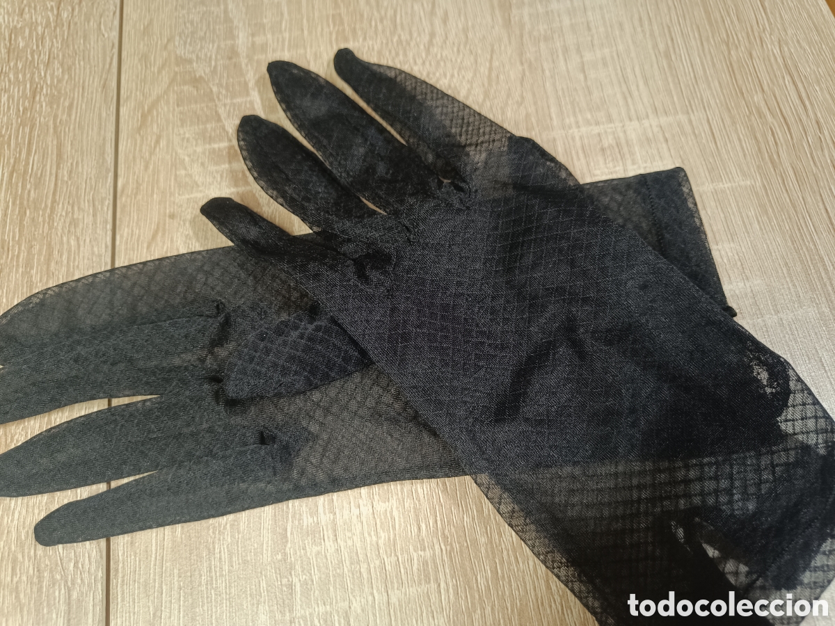 Vintage: Guantes negros con transparencias - Foto 2
