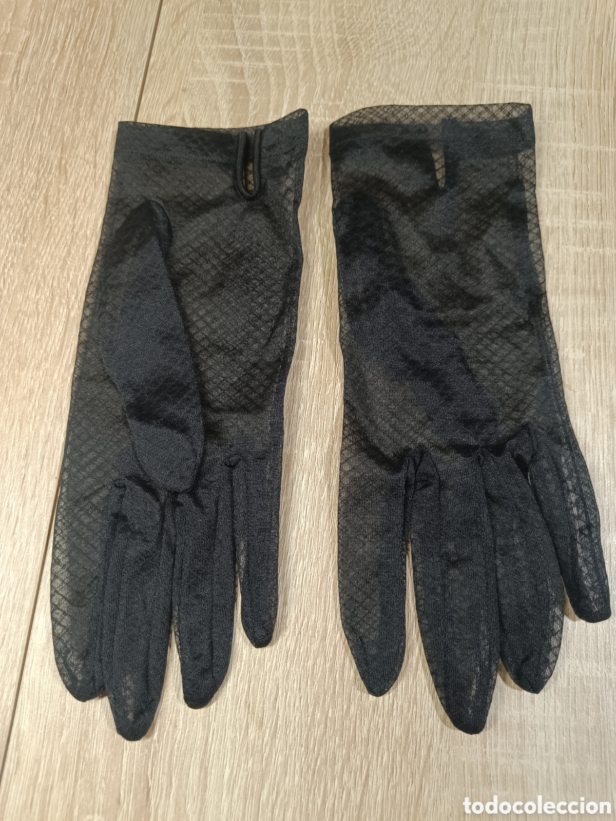 Vintage: Guantes negros con transparencias - Foto 1