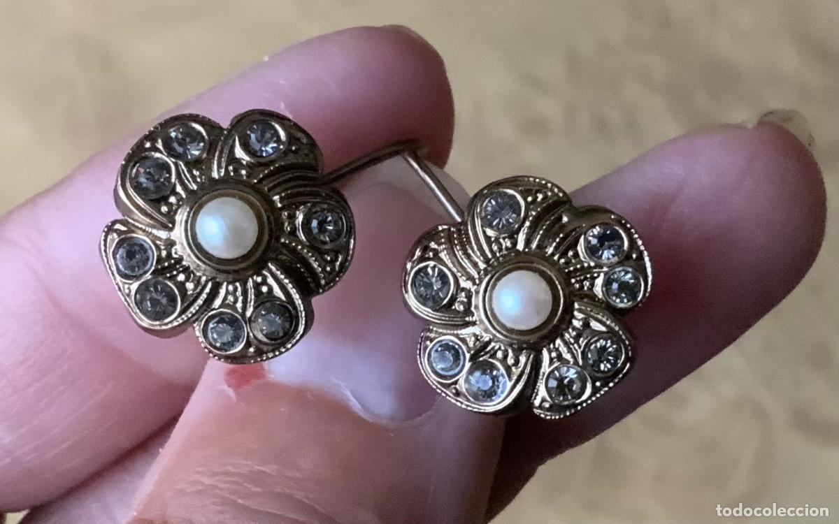 Vintage: PENDIENTES FLOR A&Ntilde;OS 80 PERLA CENTRAL - Foto 9