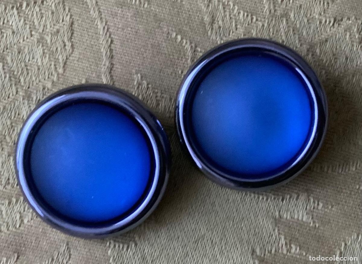 Vintage: PENDIENTES PASTA PLATEADA Y AZUL A&Ntilde;O 80 - Foto 1