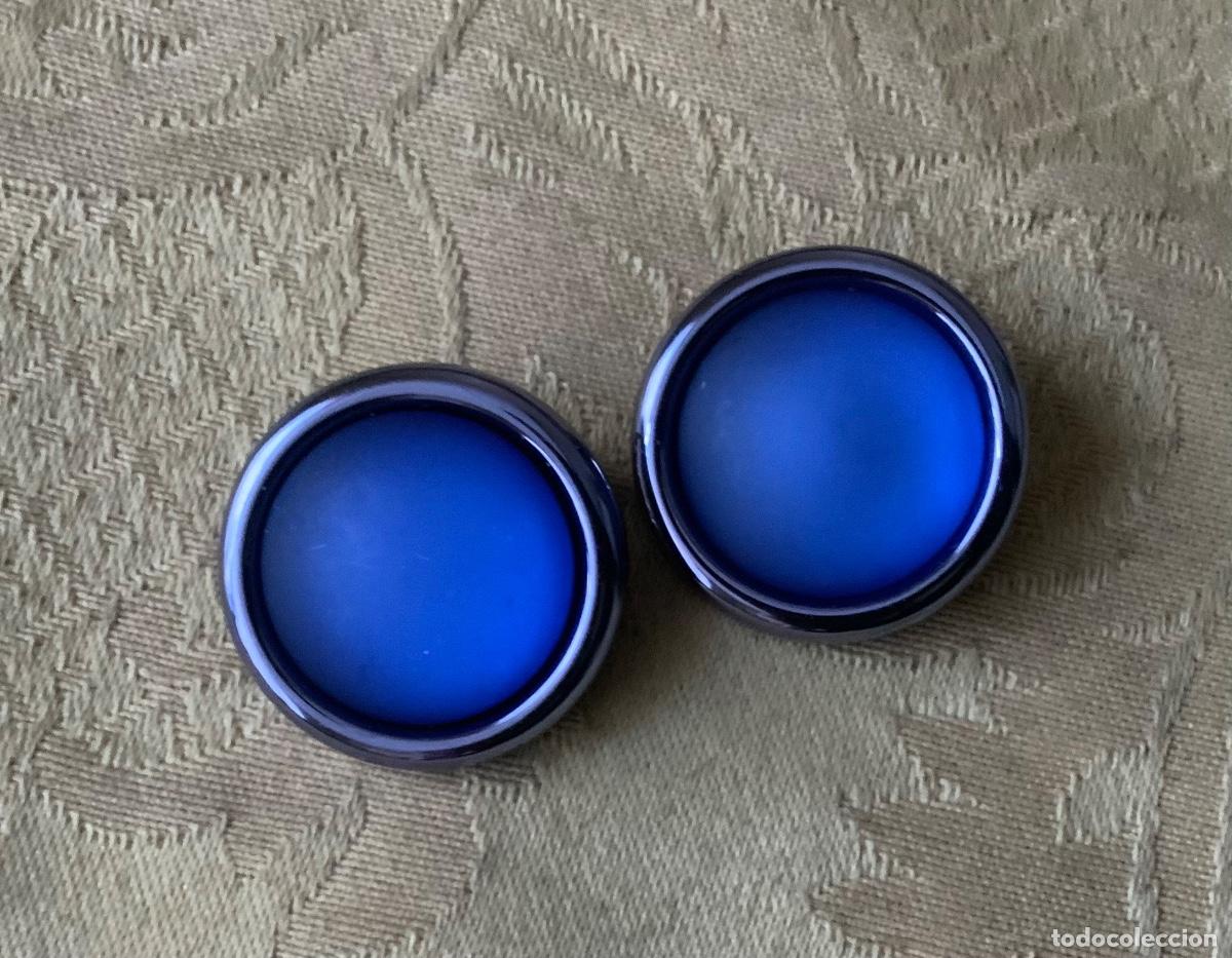 Vintage: PENDIENTES PASTA PLATEADA Y AZUL A&Ntilde;O 80 - Foto 6
