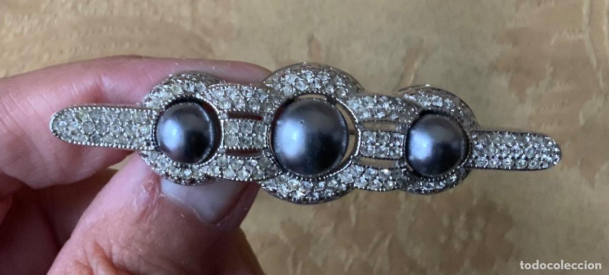 Vintage: BROCHE PEDRERIA Y PERLAS GRISES - Foto 3