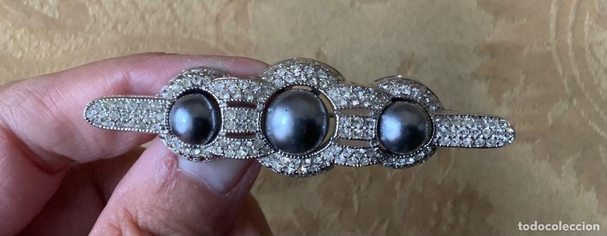 Vintage: BROCHE PEDRERIA Y PERLAS GRISES - Foto 4