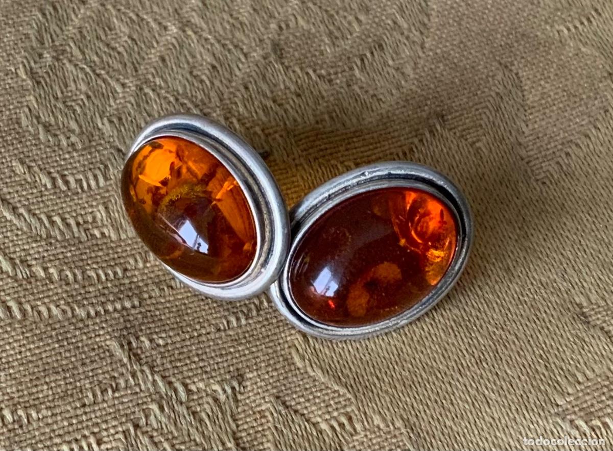 Vintage: PENDIENTES &Aacute;MBAR B&Aacute;LTICO Y PLATA LEY - Foto 4
