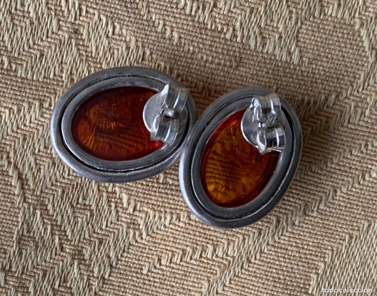 Vintage: PENDIENTES &Aacute;MBAR B&Aacute;LTICO Y PLATA LEY - Foto 7