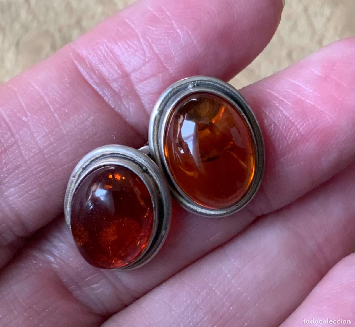 Vintage: PENDIENTES &Aacute;MBAR B&Aacute;LTICO Y PLATA LEY - Foto 10