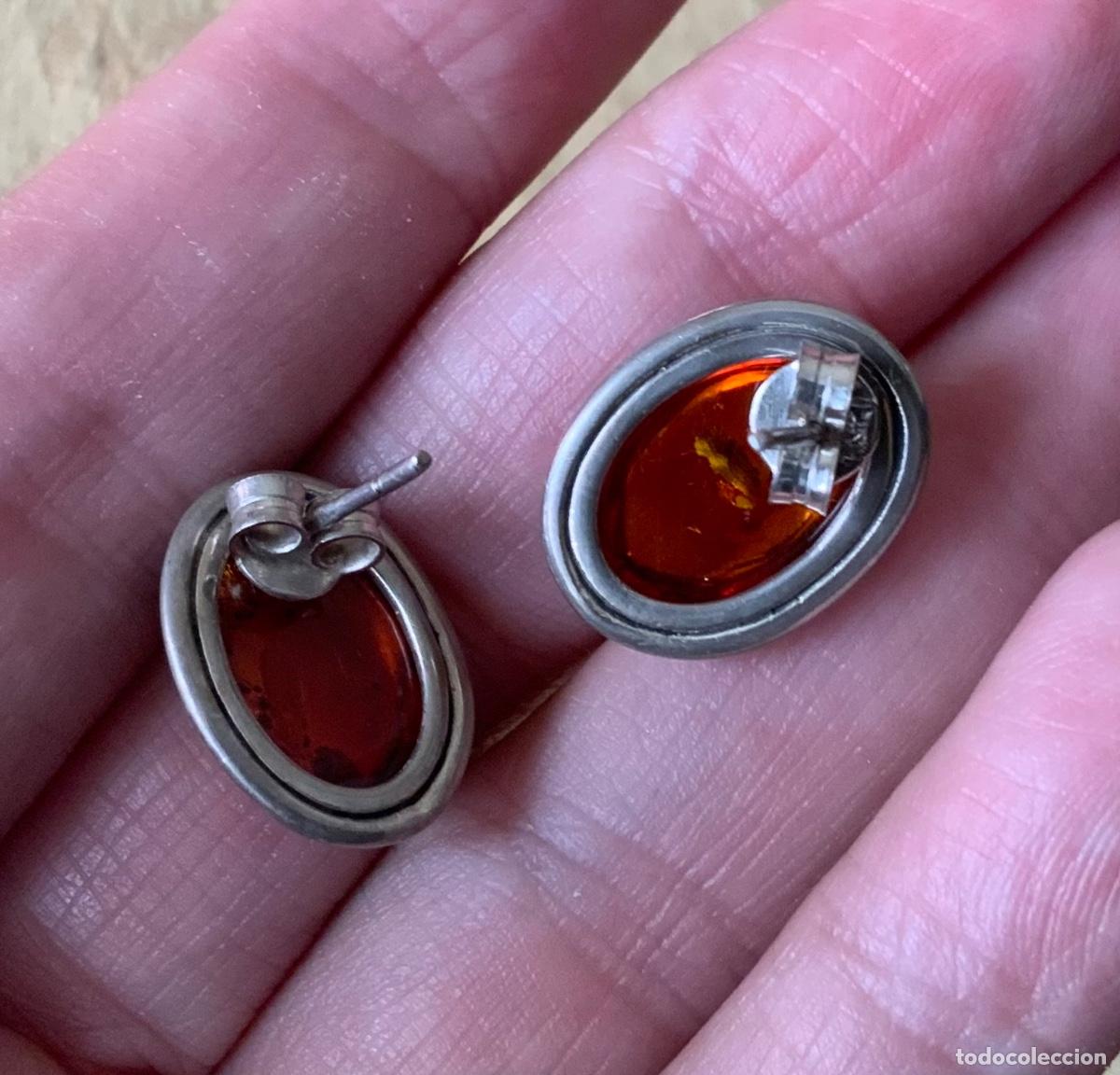 Vintage: PENDIENTES &Aacute;MBAR B&Aacute;LTICO Y PLATA LEY - Foto 12