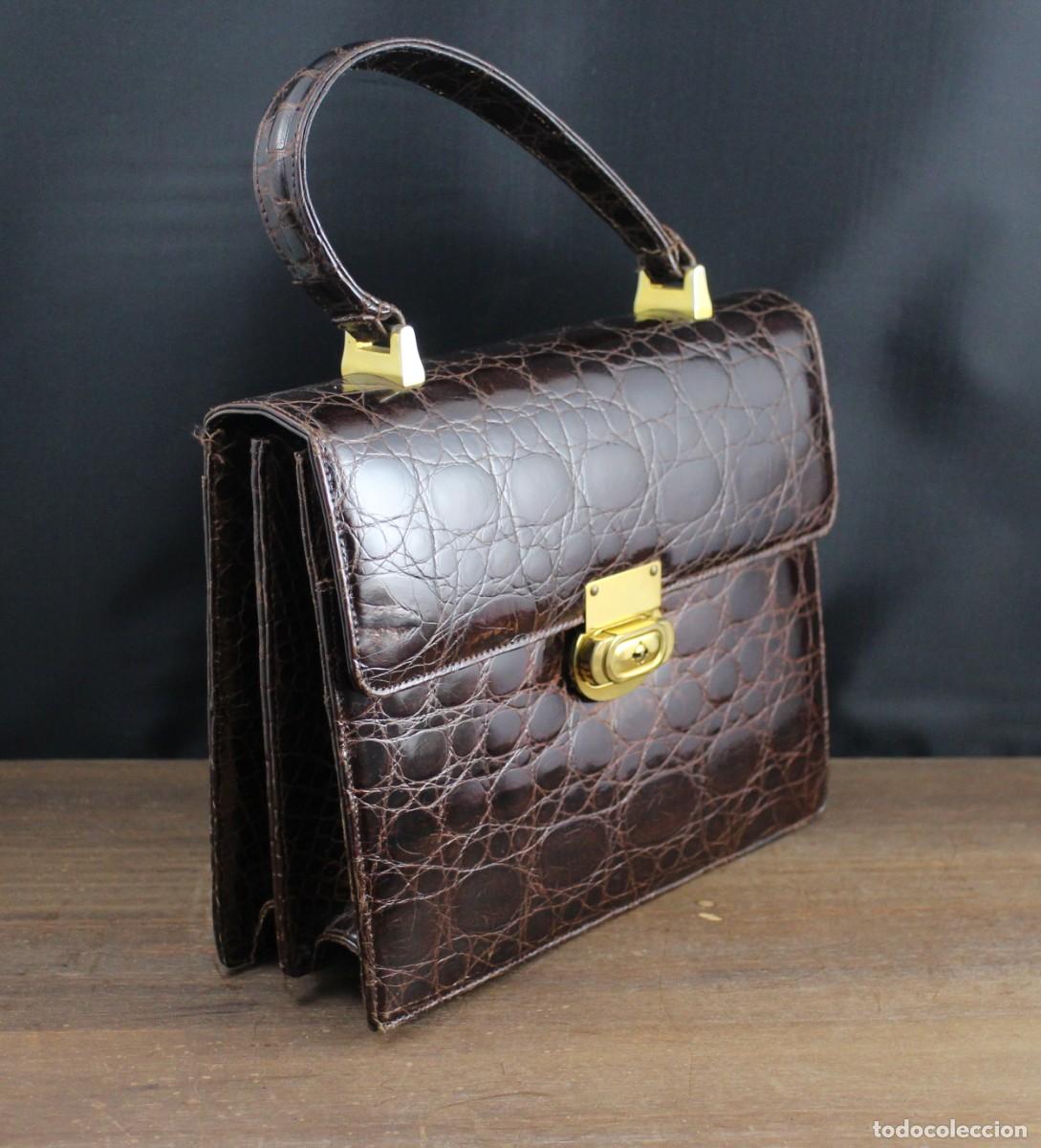 Vintage: Bolso de cocodrilo marr&oacute;n oscuro - Foto 2