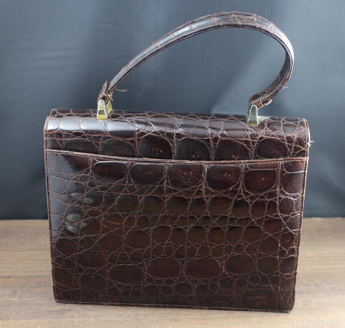 Vintage: Bolso de cocodrilo marr&oacute;n oscuro - Foto 3