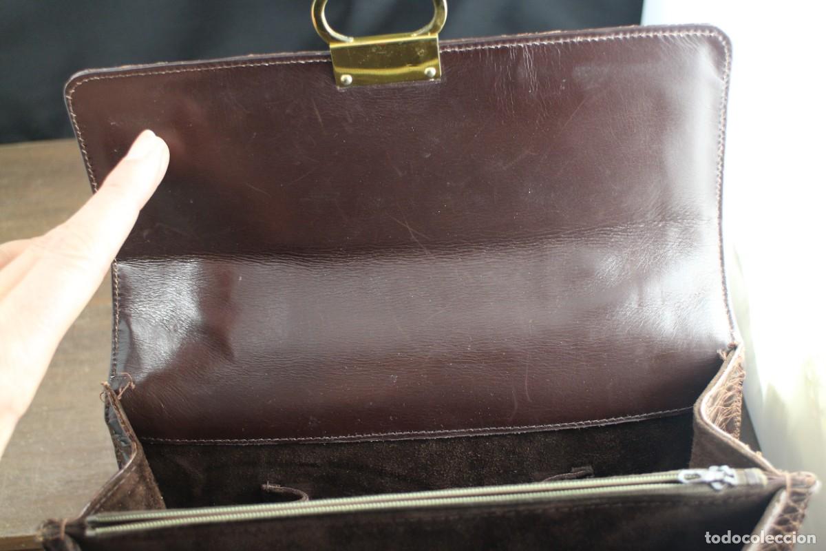 Vintage: Bolso de cocodrilo marr&oacute;n oscuro - Foto 5