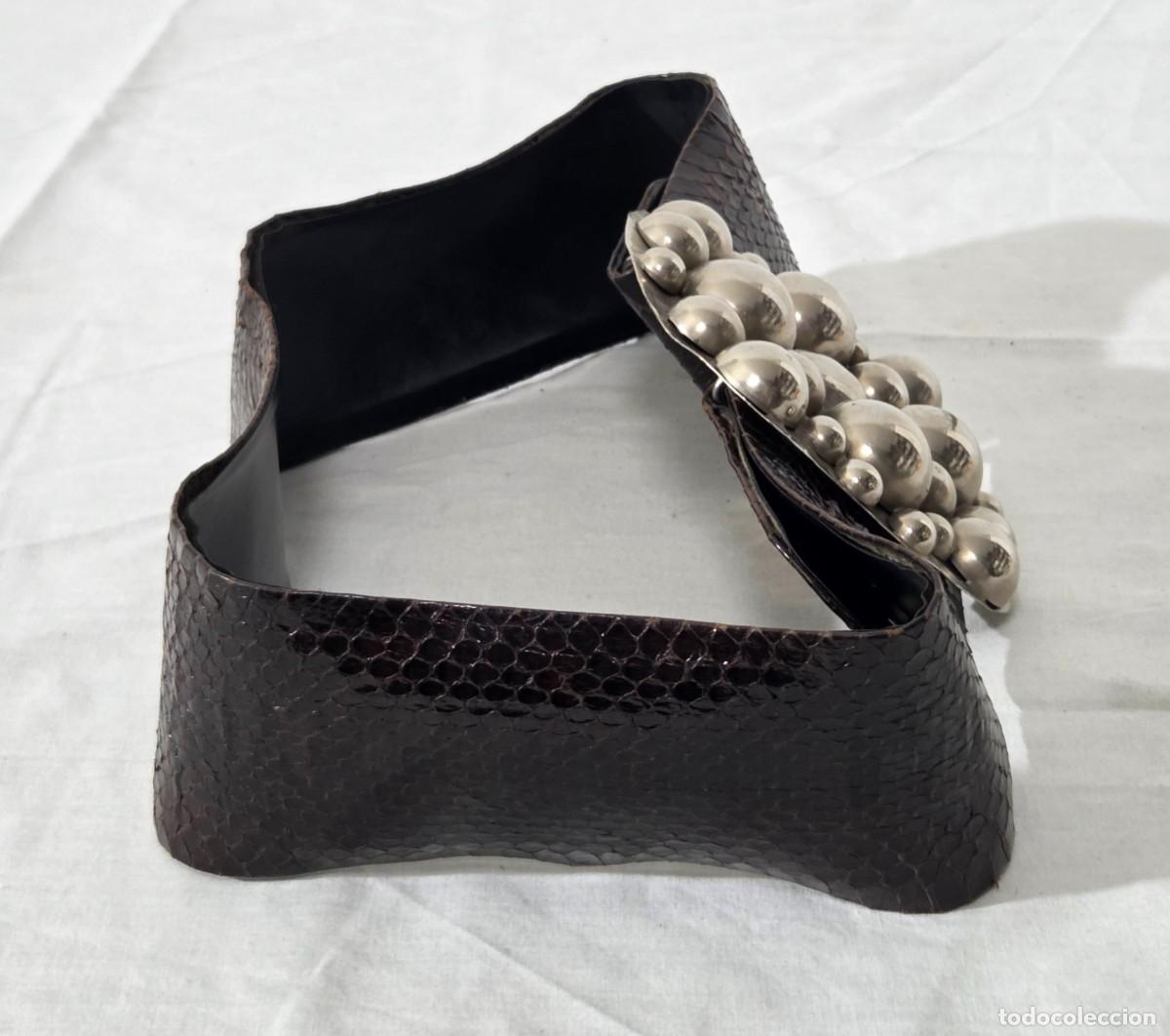 Vintage: Cinturon en metal blanco y piel de serpiente - Foto 7