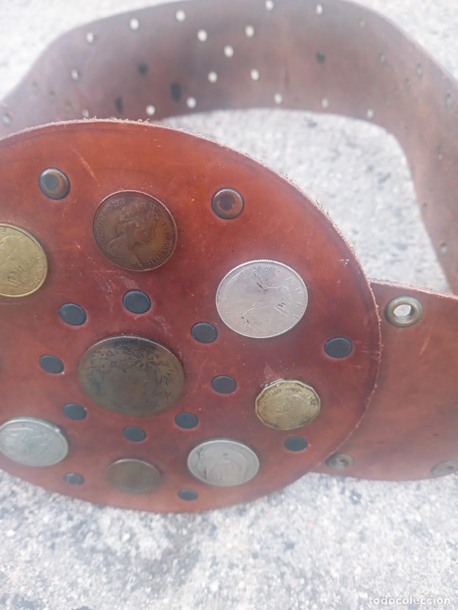 Vintage: BONITO CINTURON DE CUERO Y MONEDAS ANTIGUO. - Foto 4