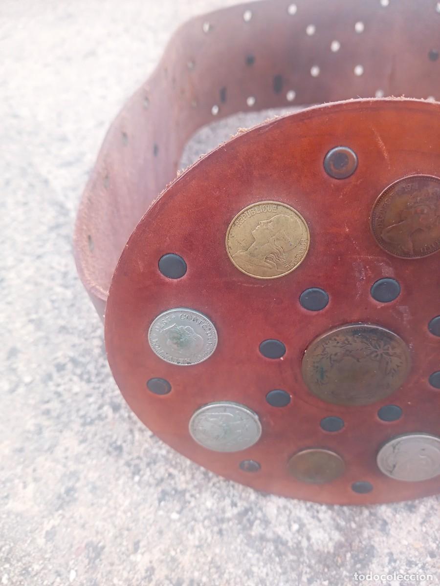 Vintage: BONITO CINTURON DE CUERO Y MONEDAS ANTIGUO. - Foto 5