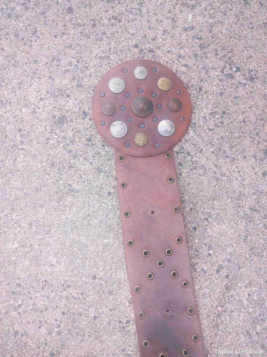 Vintage: BONITO CINTURON DE CUERO Y MONEDAS ANTIGUO. - Foto 13