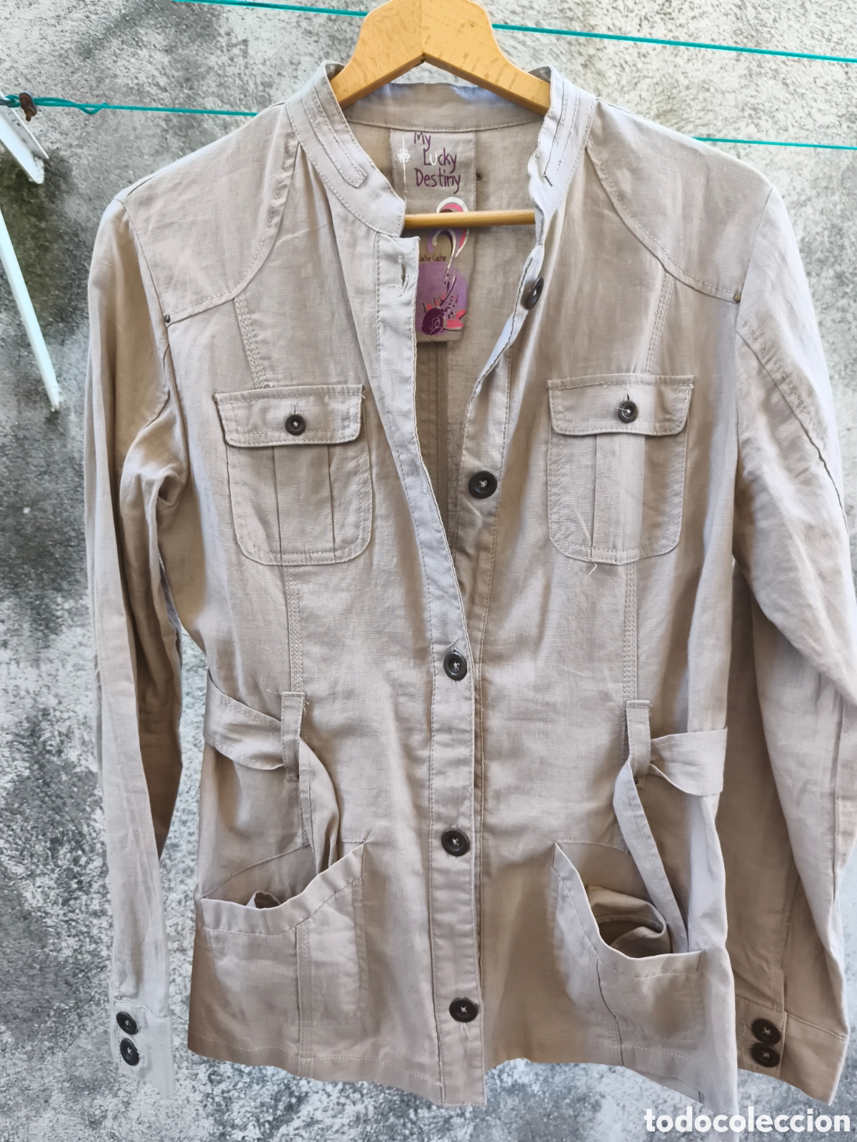 Vintage: Chaqueta / sariana, de lino y algod&oacute;n. Cache Cache - Foto 7