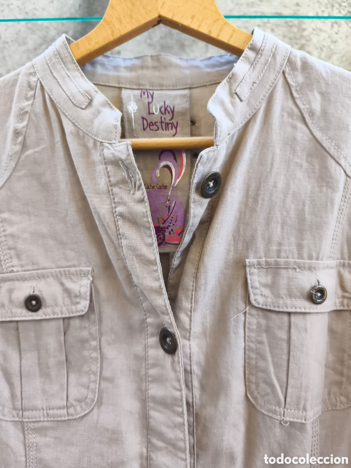 Vintage: Chaqueta / sariana, de lino y algod&oacute;n. Cache Cache - Foto 14