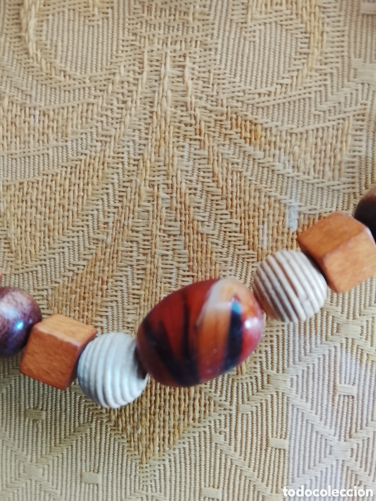 Vintage: Conjunto pendientes y collar madera - Foto 2