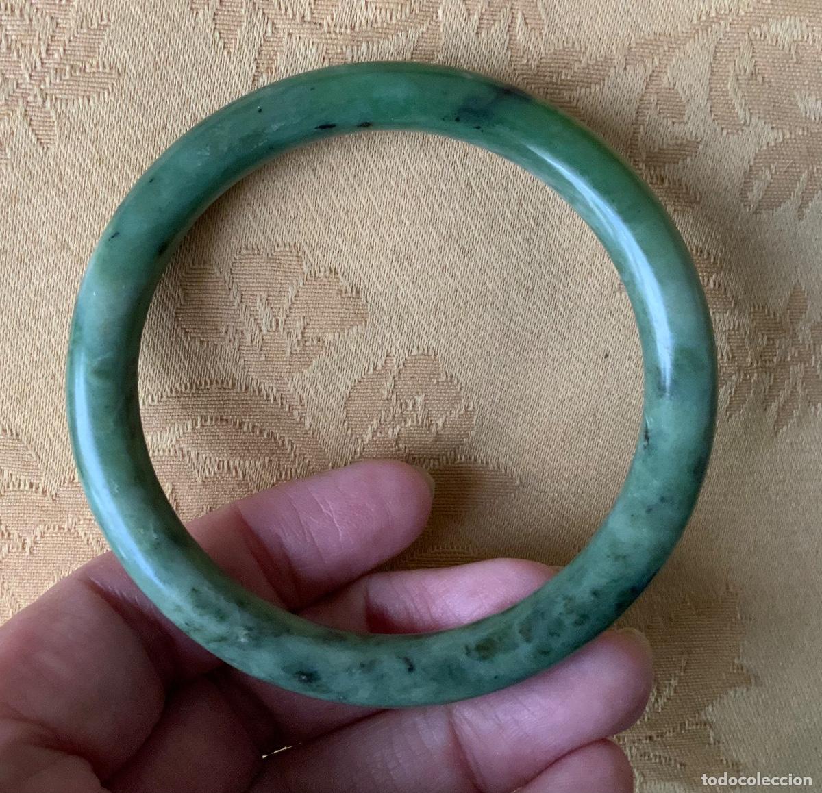 Vintage: PULSERA VINTAGE DE JADE VERDE OSCURO