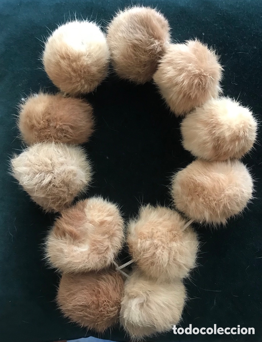 Vintage: Bufanda / Collar de pompones de piel - Foto 2