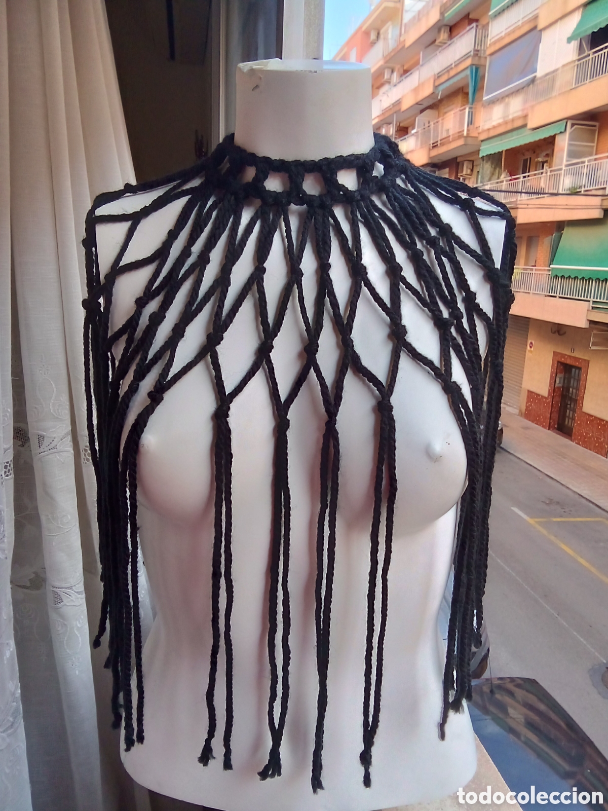Vintage: Halter collar negro tejido crochet - Foto 3