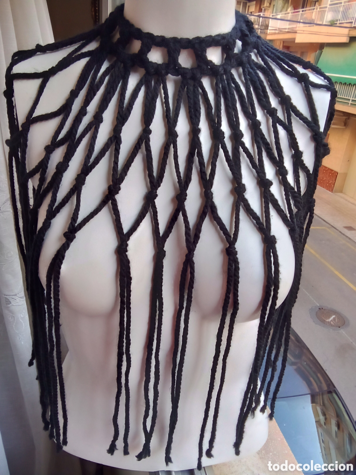 Vintage: Halter collar negro tejido crochet - Foto 5