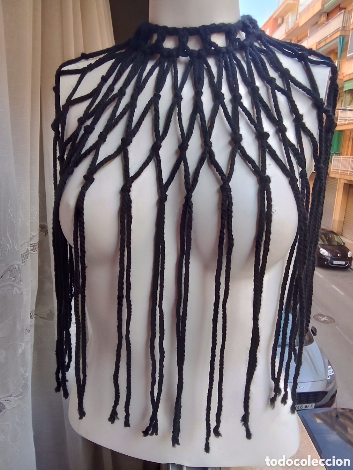 Vintage: Halter collar negro tejido crochet - Foto 1