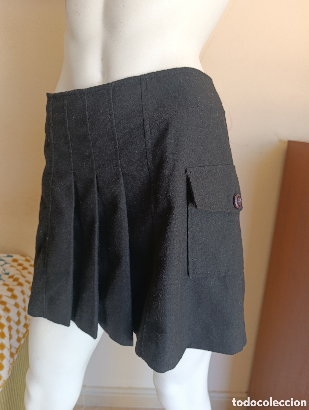 Vintage: Falda lana Esprit negra pliegues - Foto 2