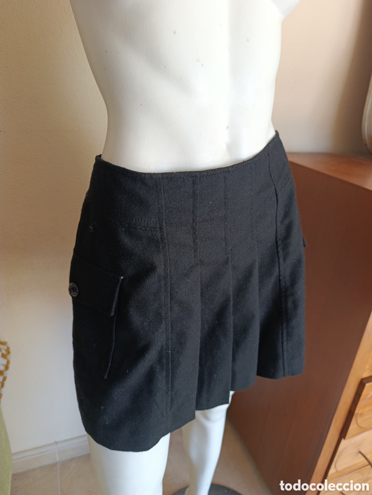Vintage: Falda lana Esprit negra pliegues - Foto 3