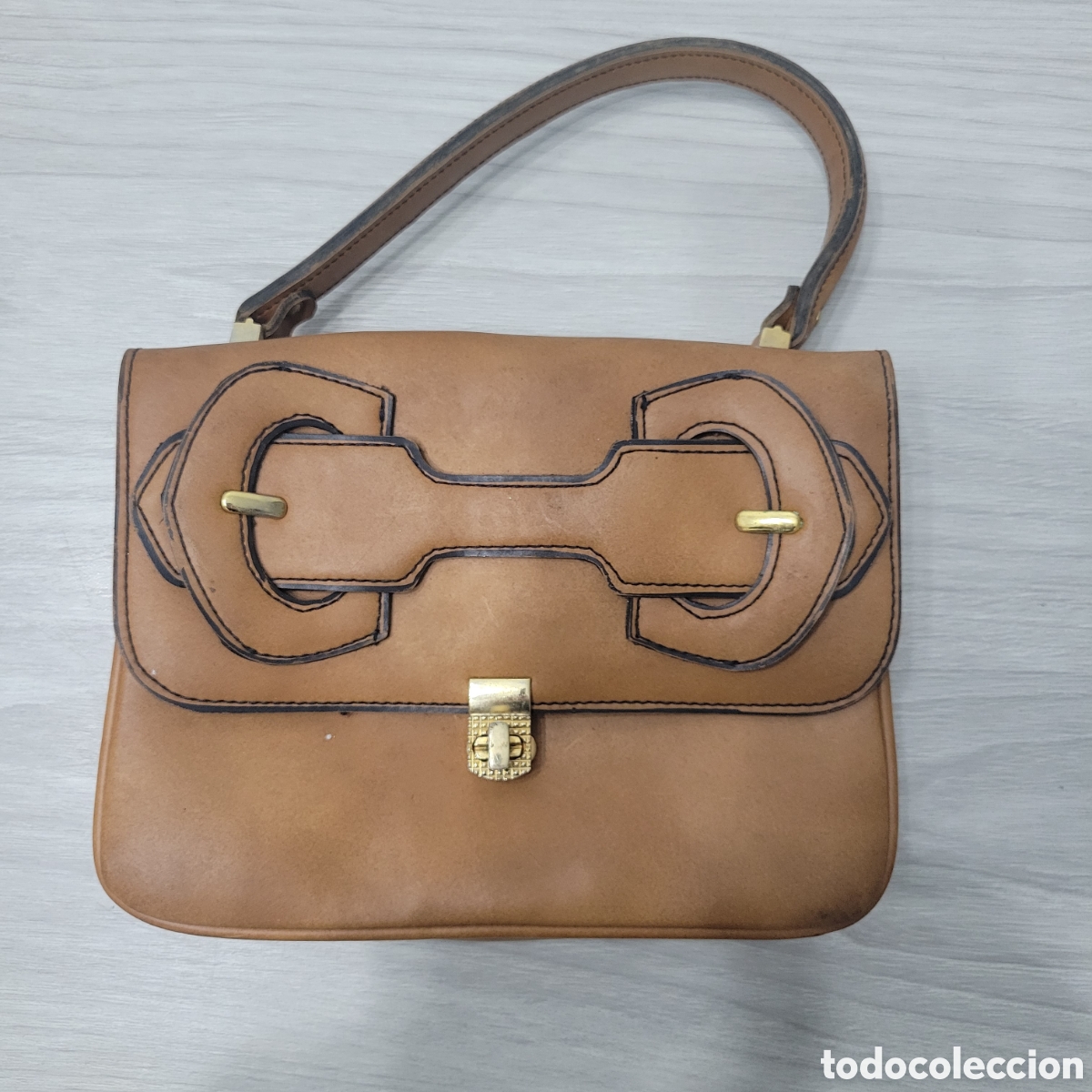 Vintage: Bolso vintage de cuero marron - Foto 1