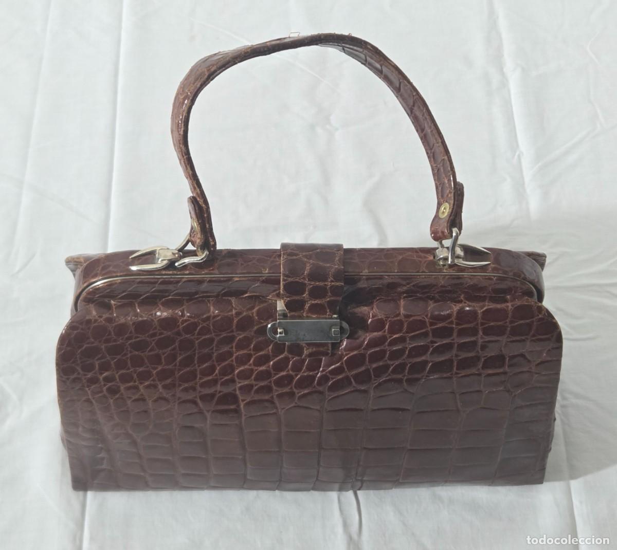 Vintage: Antiguo bolso de piel de cocodrilo - Foto 2