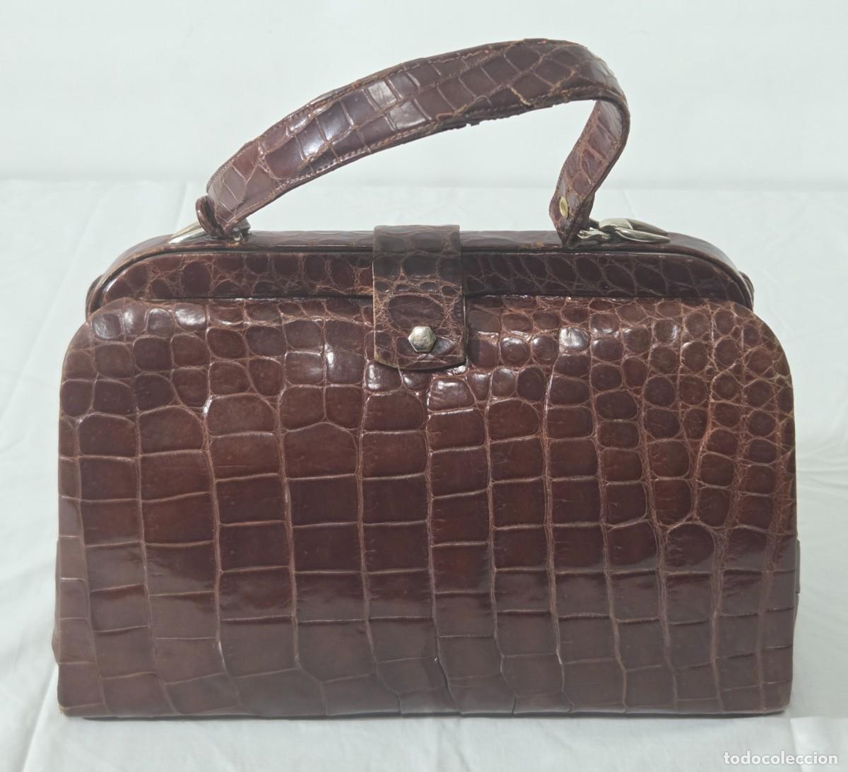 Vintage: Antiguo bolso de piel de cocodrilo - Foto 4