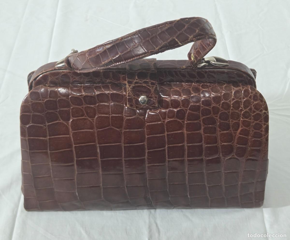 Vintage: Antiguo bolso de piel de cocodrilo - Foto 5