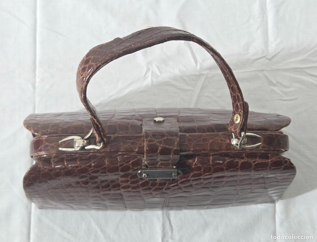 Vintage: Antiguo bolso de piel de cocodrilo - Foto 7