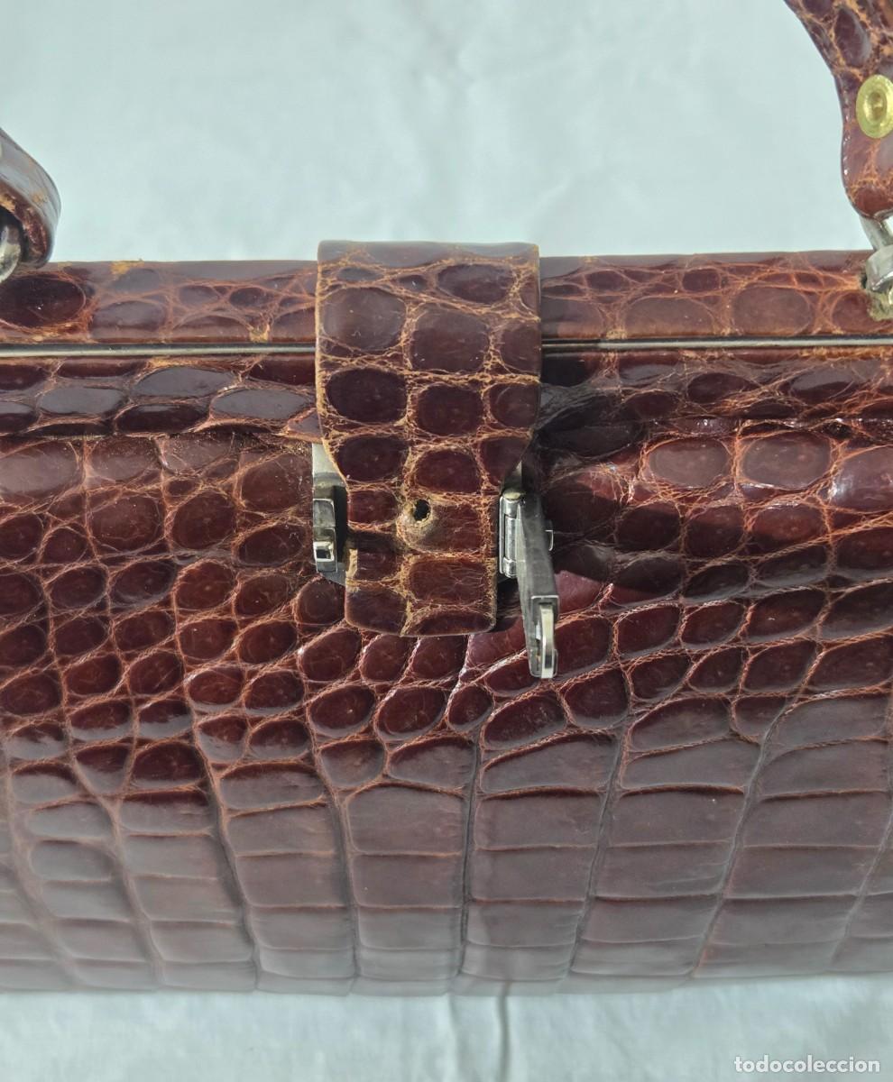 Vintage: Antiguo bolso de piel de cocodrilo - Foto 9