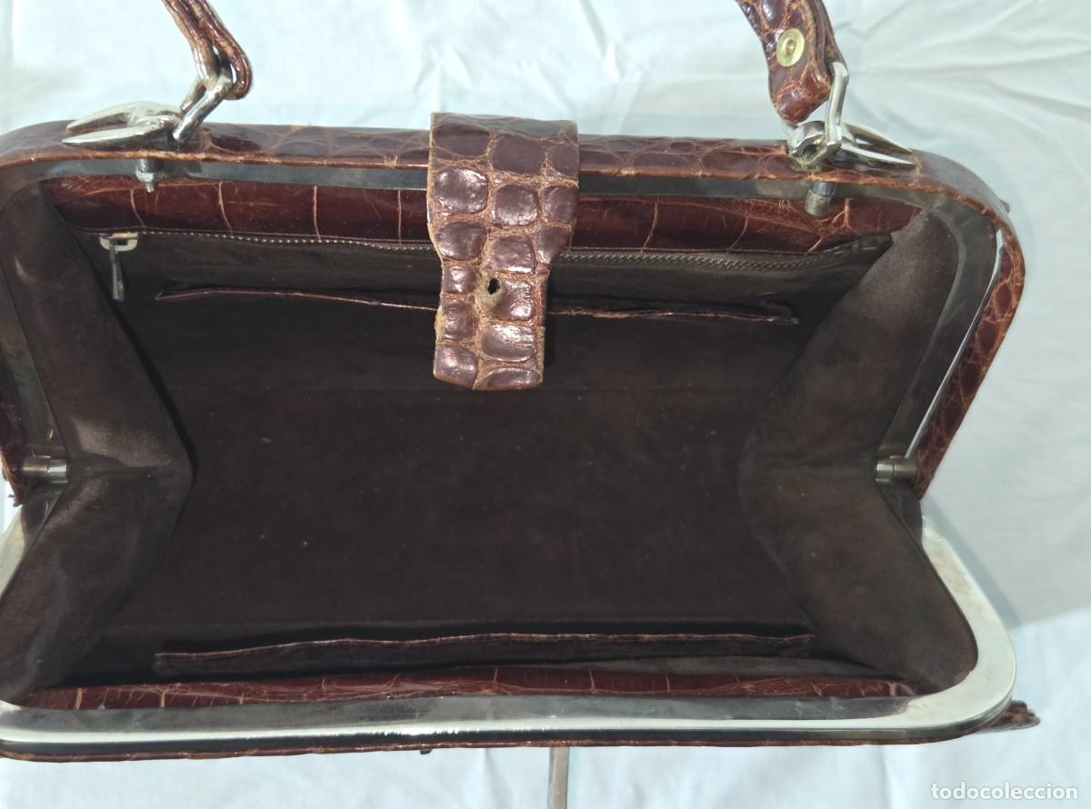 Vintage: Antiguo bolso de piel de cocodrilo - Foto 10