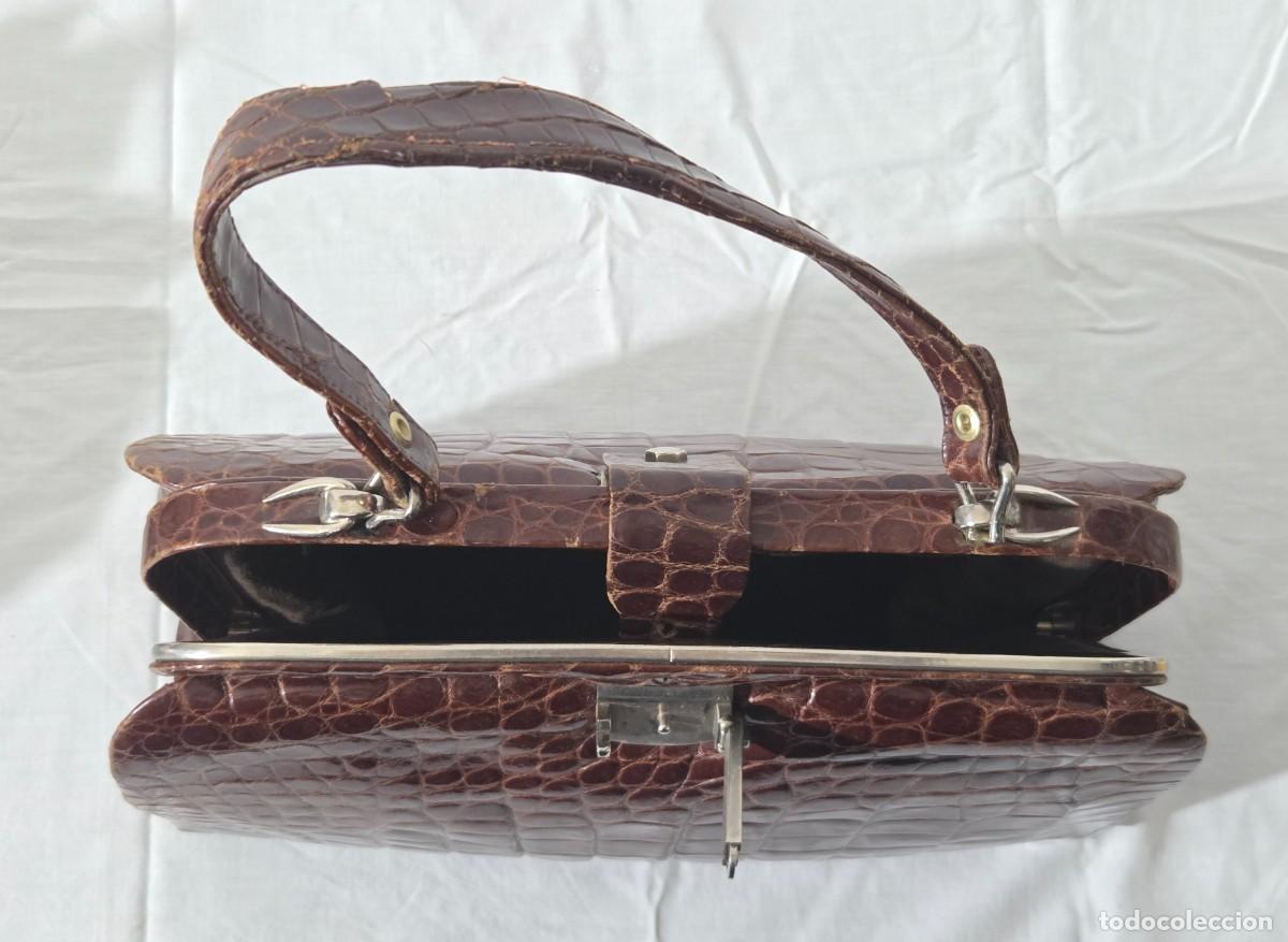 Vintage: Antiguo bolso de piel de cocodrilo - Foto 11