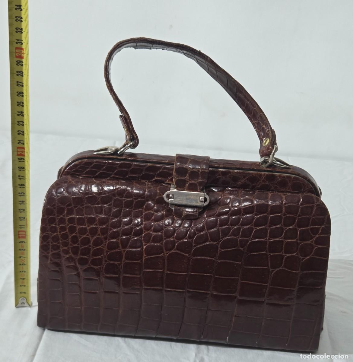 Vintage: Antiguo bolso de piel de cocodrilo - Foto 14