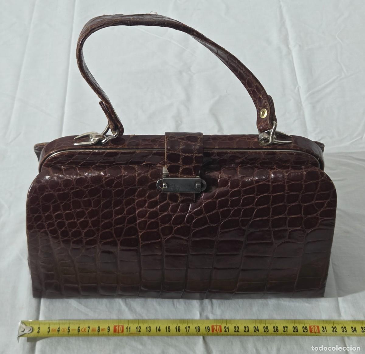 Vintage: Antiguo bolso de piel de cocodrilo - Foto 15