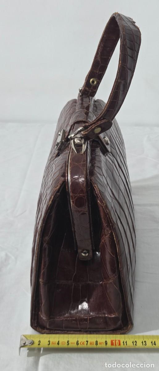 Vintage: Antiguo bolso de piel de cocodrilo - Foto 16